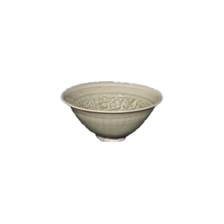青釉印花出筋鱼鸭”童“字款碗