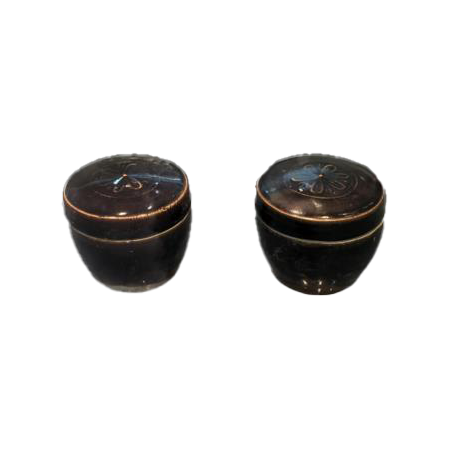 褐釉印花茶叶盖罐