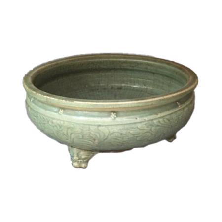 青釉印花兽足炉